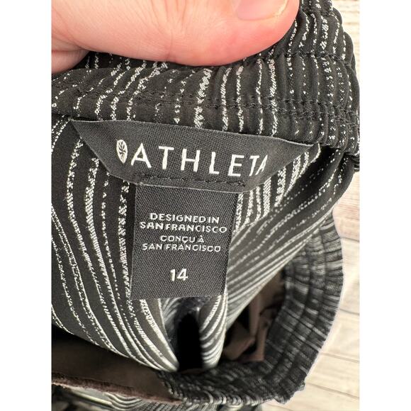 Athleta Relaxed Fit Arrival Pants Womens 14 Black Amara Striped Drawstring - Picture 6 of 10